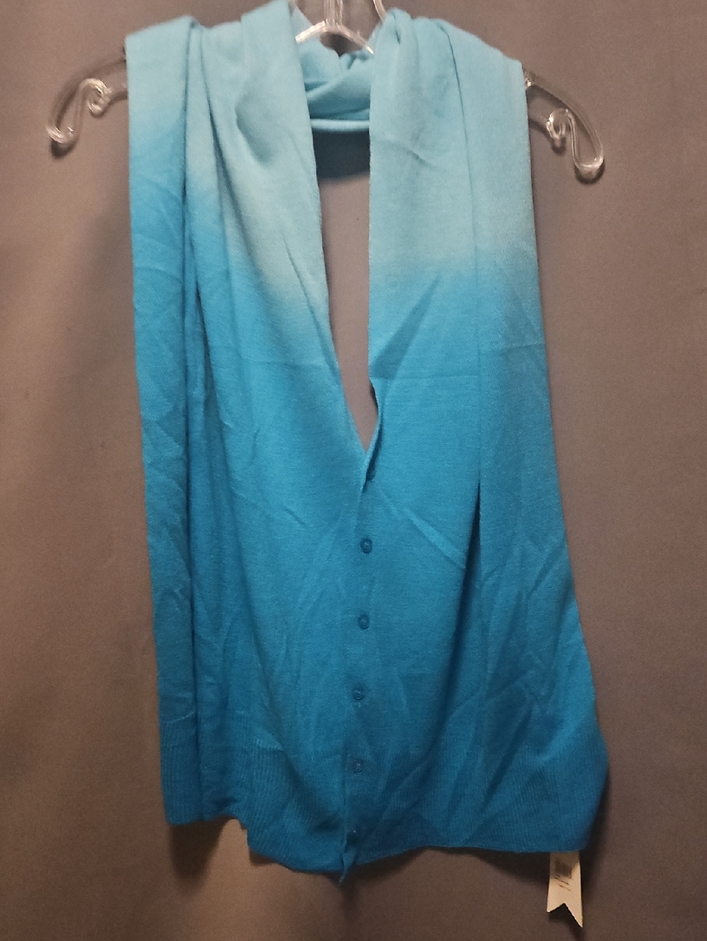 Cruise Club Ombre Teal Cardishawl Front-Button 4 Different Looks 18.5X30